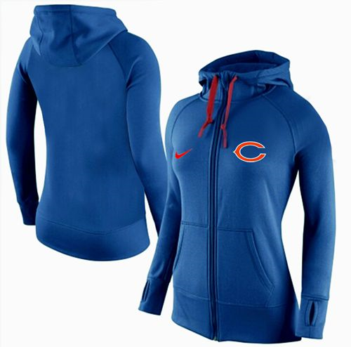 Women Nike Chicago Bears Full-Zip Performance Hoodie Blue