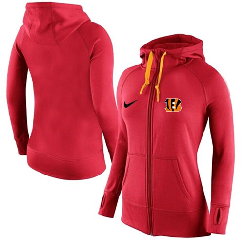 Women Nike Cincinnati Bengals Full-Zip Performance Hoodie Red