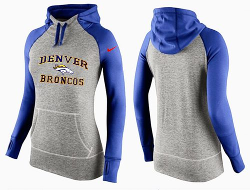 Women Nike Denver Broncos Performance Hoodie Grey & Blue