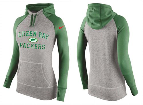 Women Nike Green Bay Packers Performance Hoodie Grey & Green