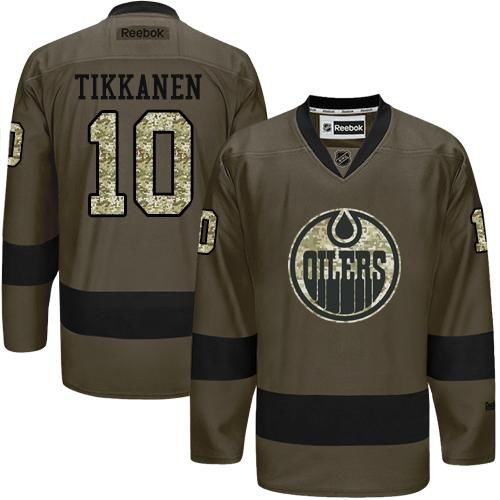 Edmonton Oilers #10 Esa Tikkanen Green Salute to Service Stitched NHL Jersey
