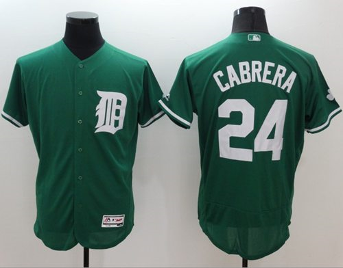 Men Detroit Tigers #24 Miguel Cabrera Green Celtic Flexbase Authentic Collection Stitched Baseball Jersey