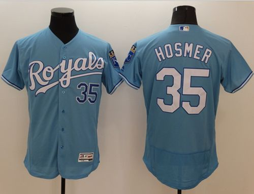 Men Kansas City Royals #35 Eric Hosmer Light Blue Flexbase Authentic Collection Stitched Baseball Jersey