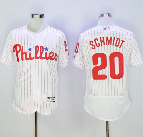 Men Philadelphia Phillies #20 Mike Schmidt White(Red Strip) Flexbase Authentic Collection Stitched Baseball Jersey