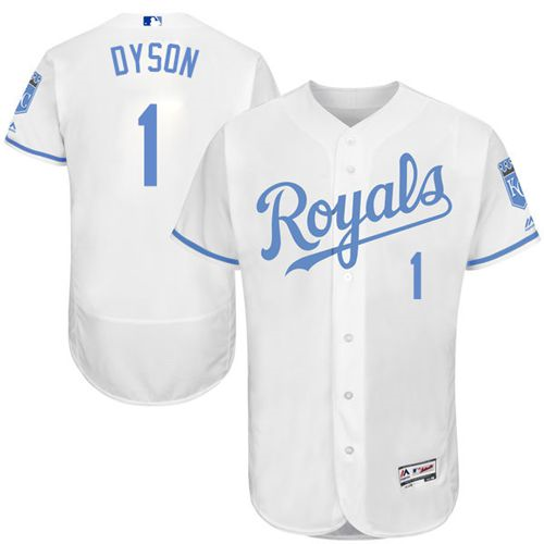Kansas City Royals #1 Jarrod Dyson White Flexbase Authentic Collection 2016 Father's Day Stitched Baseball Jersey