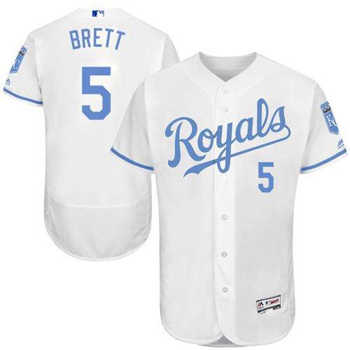 Kansas City Royals #5 George Brett White Flexbase Authentic Collection 2016 Father's Day Stitched Baseball Jersey