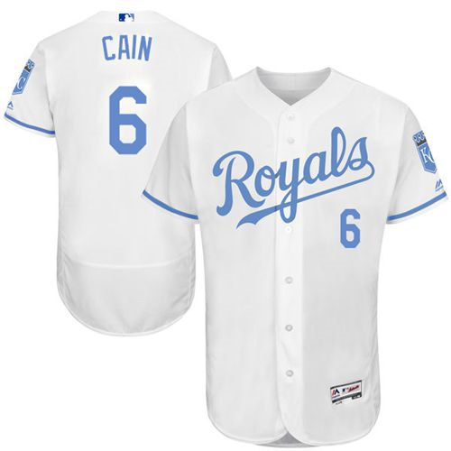 Kansas City Royals #6 Lorenzo Cain White Flexbase Authentic Collection 2016 Father's Day Stitched Baseball Jersey