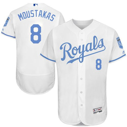 Kansas City Royals #8 Mike Moustakas White Flexbase Authentic Collection 2016 Father's Day Stitched Baseball Jersey
