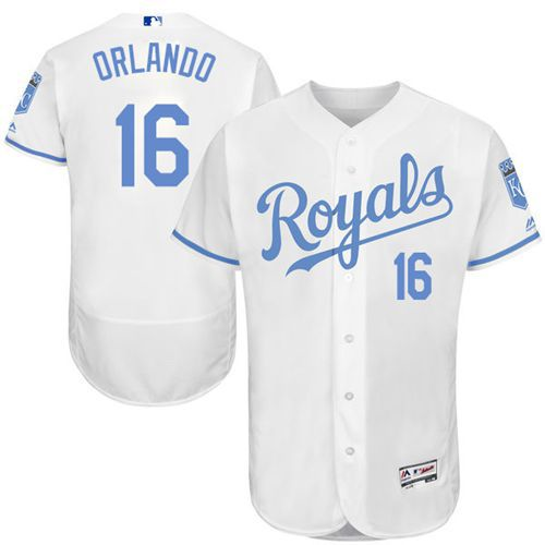 Kansas City Royals #16 Paulo Orlando White Flexbase Authentic Collection 2016 Father's Day Stitched Baseball Jersey