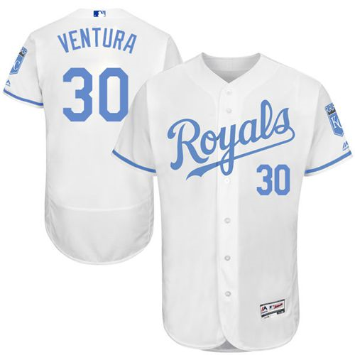 Kansas City Royals #30 Yordano Ventura White Flexbase Authentic Collection 2016 Father's Day Stitched Baseball Jersey