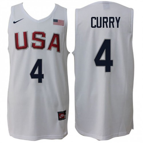 Men Nike Rio 2016 Olympics USA Dream Team #4 Stephen Curry Home White Basketball Jersey