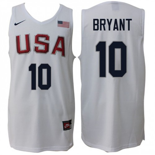 Men Nike Rio 2016 Olympics USA Dream Team #10 Kobe Bryant Home White Commemorate Basketball Jersey
