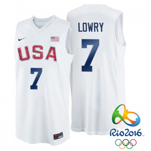 Men's Nike Rio 2016 Olympics USA Dream Team #7 Kyle Lowry White Basketball Jersey