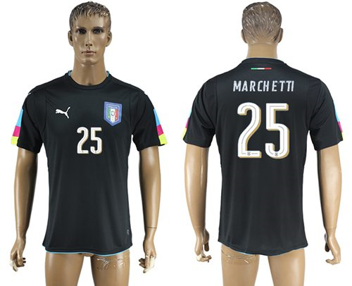 Italy #25 Marchetti Black Goalkeeper Soccer Country Jersey