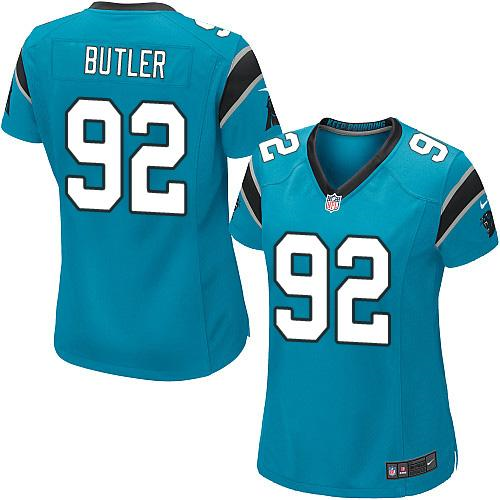 Women's Nike Carolina Panthers #92 Vernon Butler Blue Alternate Stitched NFL Elite Jersey
