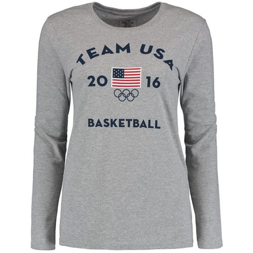 Womens Team USA Basketball Long Sleeves Very Official National Governing Bodies T-Shirt Gray