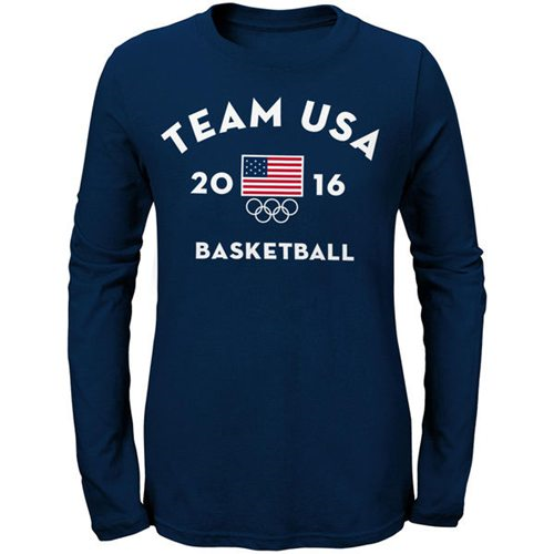 Womens Team USA Basketball Long Sleeves Very Official National Governing Bodies T-Shirt Navy