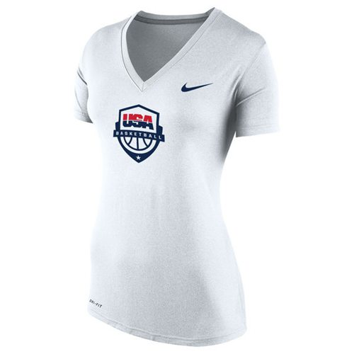 Womens Team USA Nike Basketball Performance V-Neck T-Shirt White