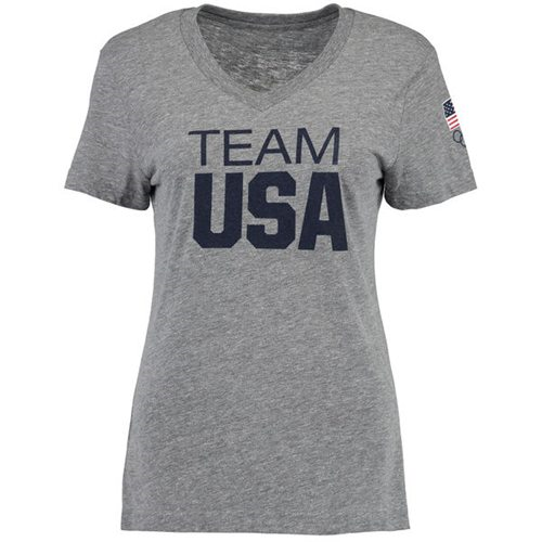 Womens Team USA V-Neck T-Shirt Heathered Gray