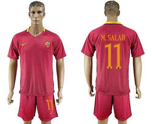 Roma #11 M.Salah Red Home Soccer Club Jersey