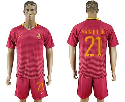 Roma #21 Vainqueur Red Home Soccer Club Jersey