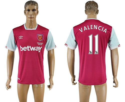 West Ham United #11 Valencia Home Soccer Club Jersey