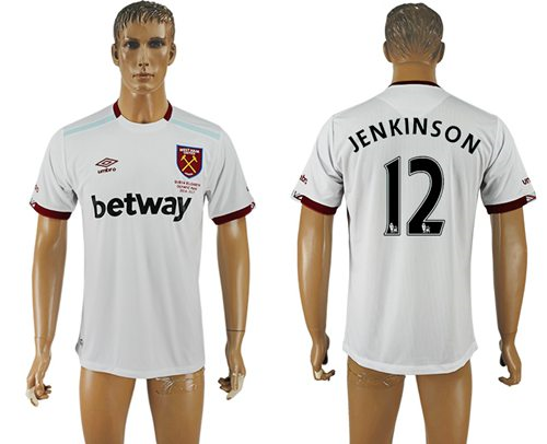 West Ham United #12 Jenkinson Away Soccer Club Jersey