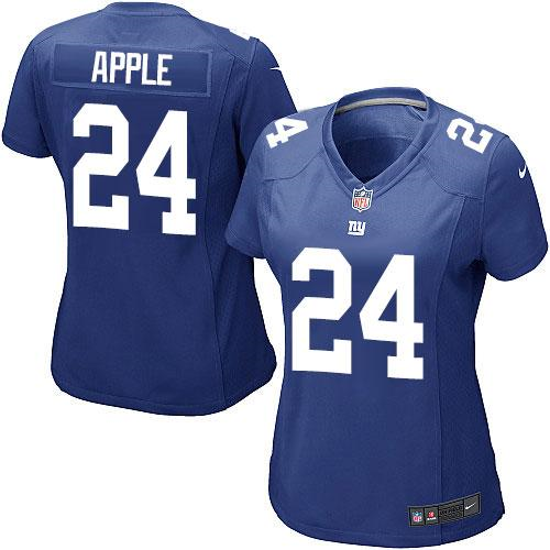 Womens Nike New York Giants #24 Eli Apple Royal Blue Team Color Stitched NFL Elite Jersey