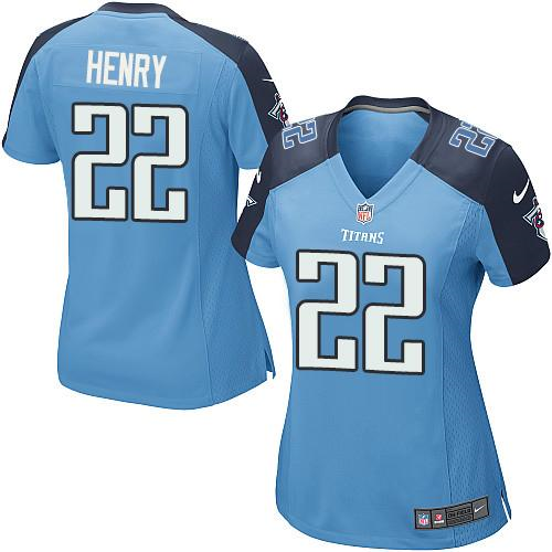 Womens Nike Titans #22 Derrick Henry Light Blue Team Color Stitched NFL Elite Jersey
