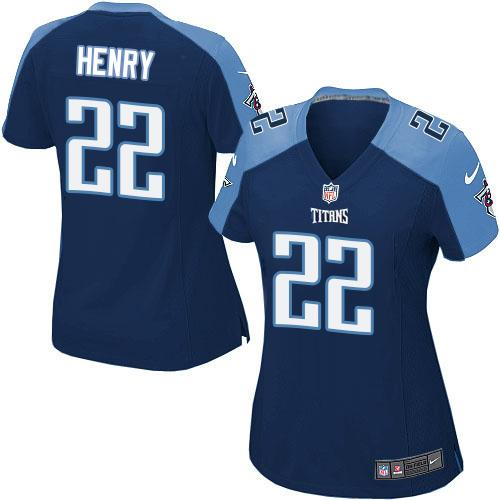 Womens Nike Titans #22 Derrick Henry Navy Blue Alternate Stitched NFL Elite Jersey