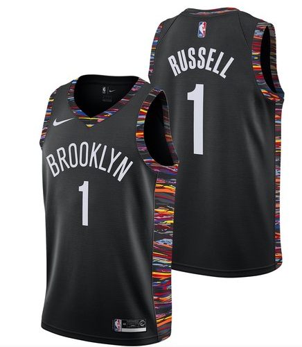 Brooklyn Nets #1 D'Angelo Russell Black 2018-19 City Edition Nike Swingman Jersey